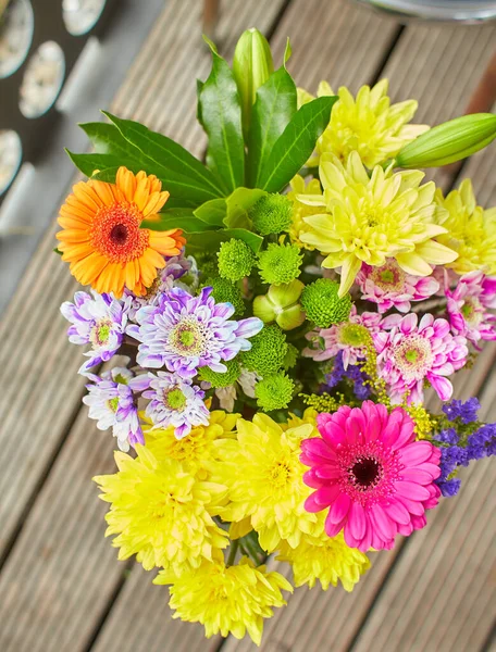 Bouquet Pink Red Yellow Purple Flower Blooming — Stock Photo, Image