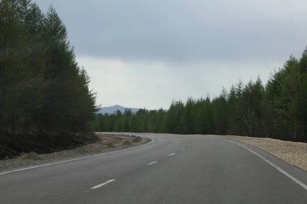 Route Asphaltée Qui Dans Distance Autour Virage — Photo