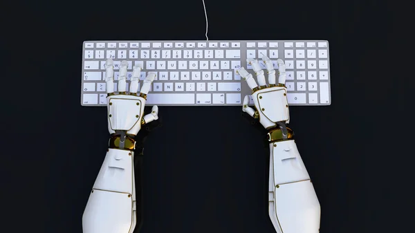 Робот на білій клавіатурі Стокове Фото
