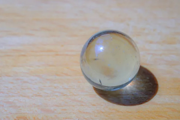 Shiny Glass Ball Wooden Table — Foto de Stock