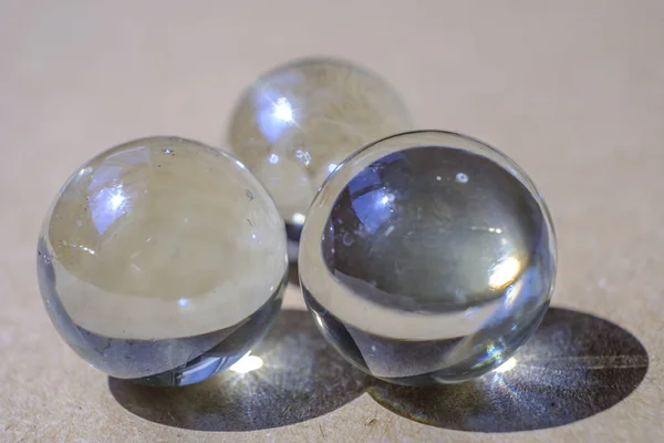 Three Shiny Glass Balls Recycled Paper — Foto Stock