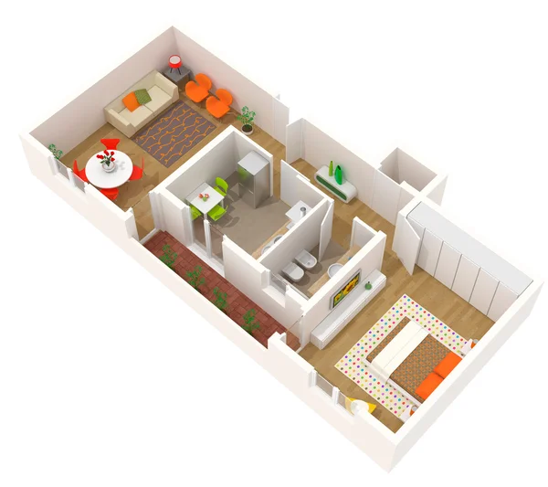 Conception de l'appartement - plan d'étage 3d — Photo