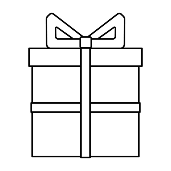 Fiyonklu hediye kutusu. Taslak vektör simgesi beyaz arkaplanda izole edildi. Doğum günü, düğün, mezuniyet ya da parti için şenlik dekorasyonu.