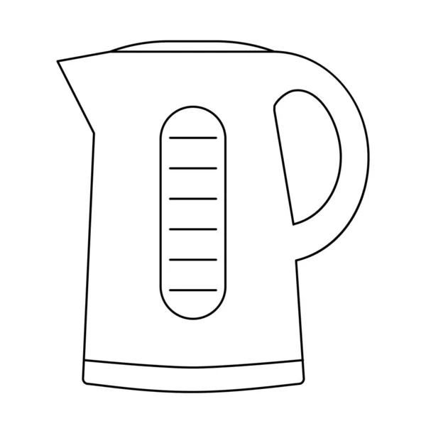 Electric Kettle Outline Icon Vector Illustration Isolated Tea Pot Small — Stock Vector