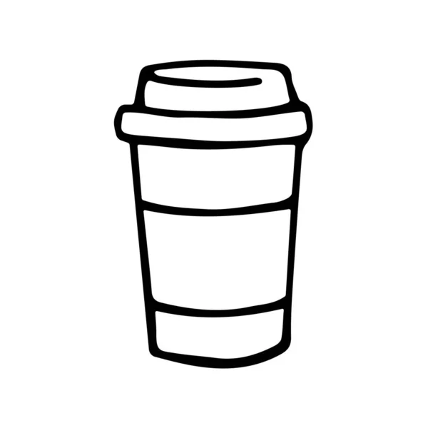 Kaffeetassen Ikone Doodle Stil Zum Mitnehmen Vektorzeichen Coffee Einweg Plastikbecher — Stockvektor