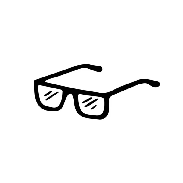 单只眼镜的涂鸦风格 贺卡和贴纸用的太阳镜手绘标志 矢量图解 因白人背景而被隔离 — 图库矢量图片