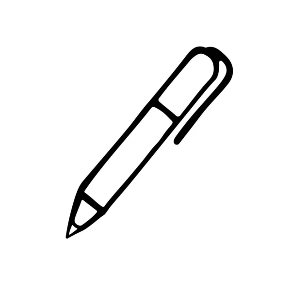 喷墨式钢笔的矢量图解 手绘圆珠笔 白色背景隔离 铅笔签名 — 图库矢量图片