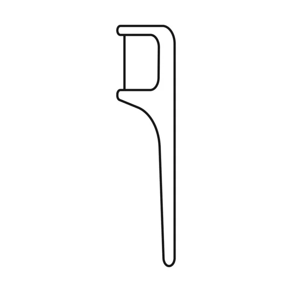 Dental Floss Holder Vector Outline Illustration Single Flossing Icon Isolated — Stock Vector