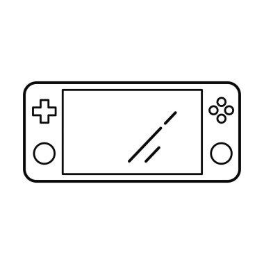 Taşınabilir oyun konsolu. Taslak simgesi beyaz arkaplanda izole edildi. Vektör illüstrasyonu