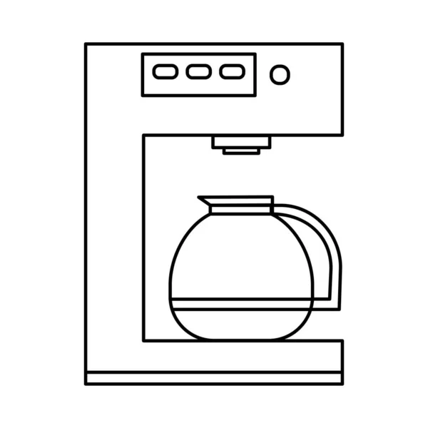 Кофеварка Иконкой Вектора Контура Чайника Кухонный Знак Прибора Изолирован Белом — стоковый вектор