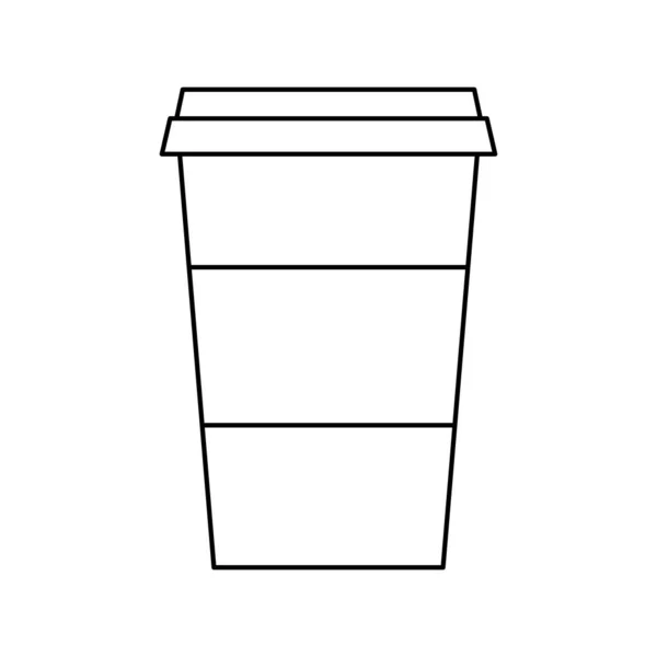 Kahve fincanı vektör simgesini kaldırın. Taslak kahveyi paket yap. Tek kullanımlık plastik bardak, fast food. Beyaz arka planda izole edilmiş klasik kağıt bardak. Kahve dükkanının logosu.