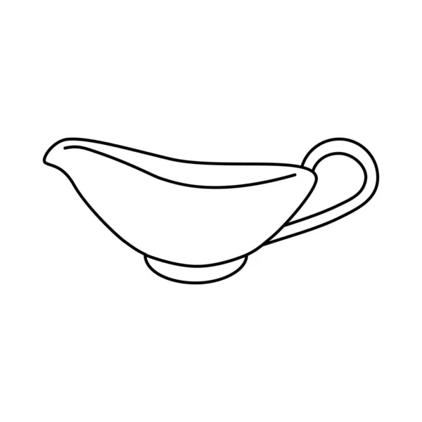 Gravy tekne taslak ikonu. Beyaz arkaplanda izole edilmiş vektör illüstrasyon sos teknesi.