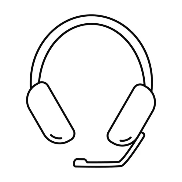 Icono Vector Línea Auriculares Auriculares Con Micrófono Ilustración Vectorial Simple — Vector de stock