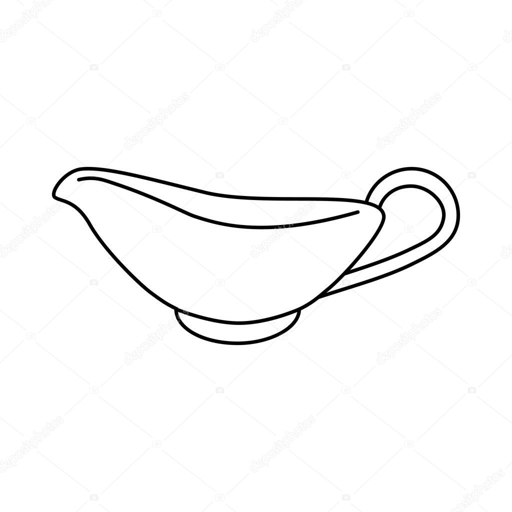 Icono de contorno de barco de salsa. Vector ilustración salsa barco aislado sobre fondo blanco. 2022