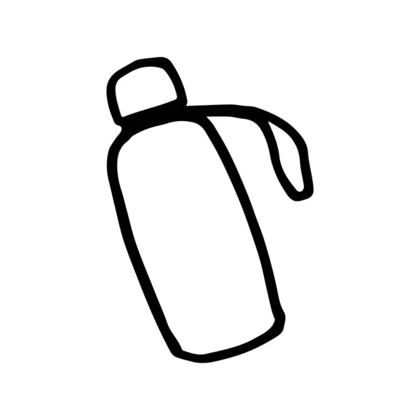Thermos Bottle Vector Icon Water Flask Sign Vector Illustration Doodle — Stock Vector