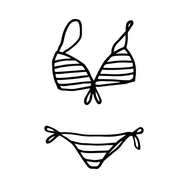 Hand Drawn Women Swimsuit Doodle Style Swimwear Vector Illustration Isolated — Stock Vector