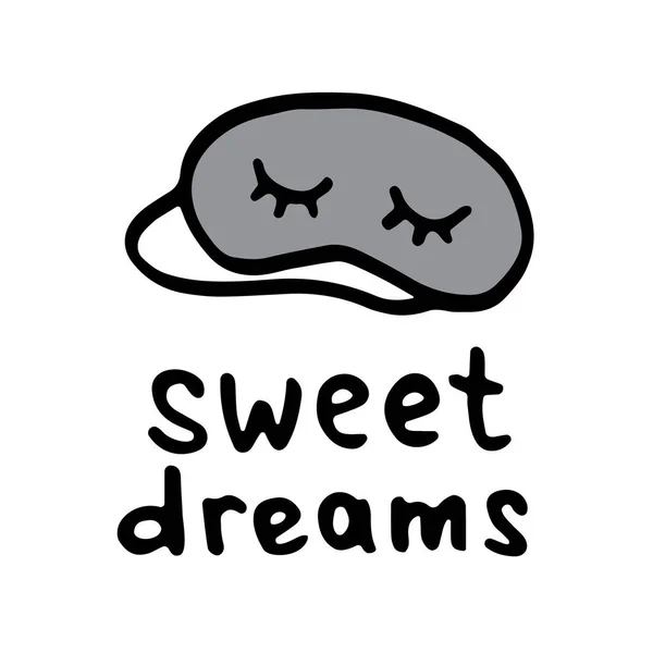 Uyuyan maske vektör simgesi karalama stilinde. Rahatlamak için el çizimi aksesuar sembolü. Çizgi film izi beyaz arkaplanda izole edildi