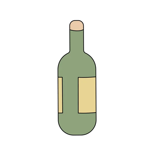 Jolie Bouteille Champagne Vin Dans Style Doodle Illustration Vectorielle Isolée — Image vectorielle