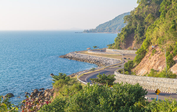 Curve road beside the sea