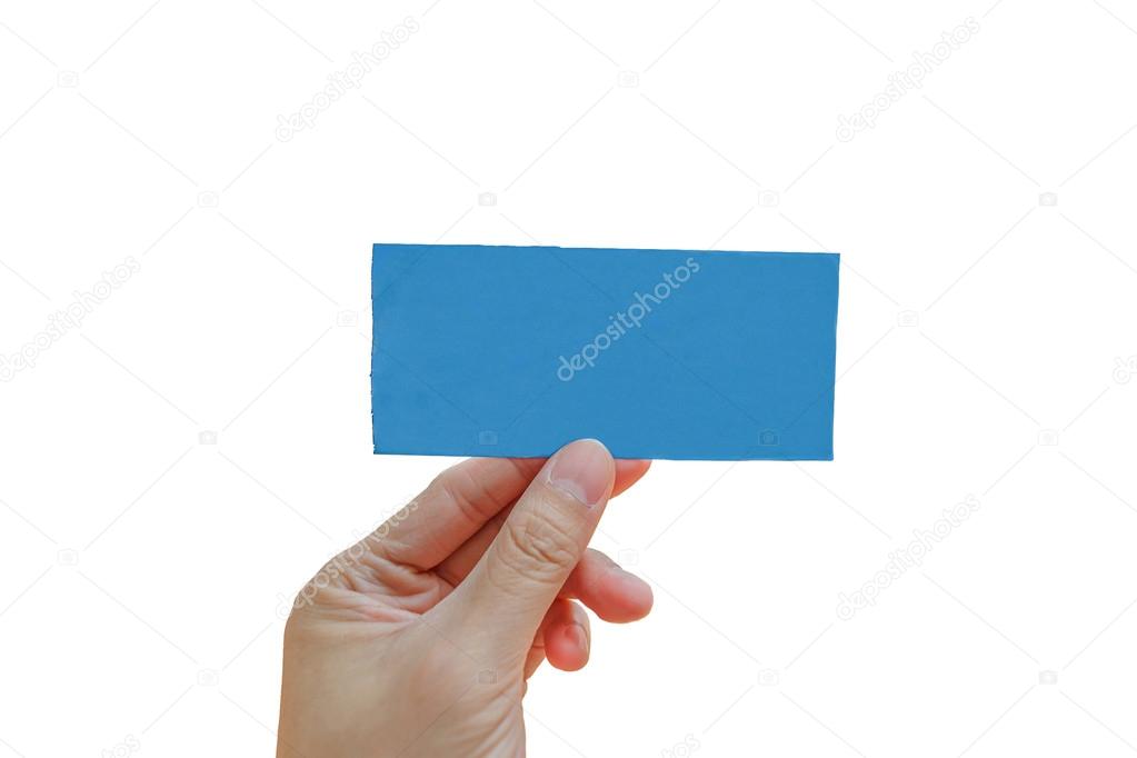 Hand hold blue ticket