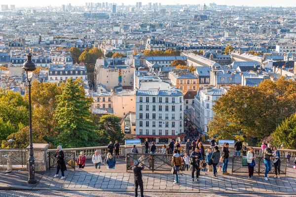 Paříž Francie Září 2018 Letecký Výhled Paříž Kopce Montmartre Dopoledne Royalty Free Stock Fotografie