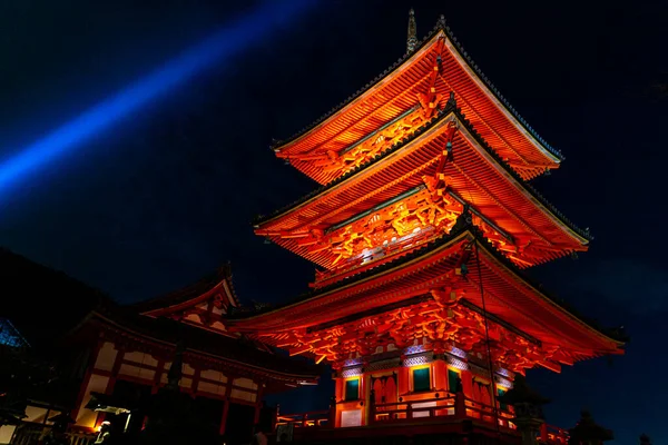 Kyoto Giappone Novembre 2018 Antica Torre Pagoda Rossa Decorata Luce — Foto Stock
