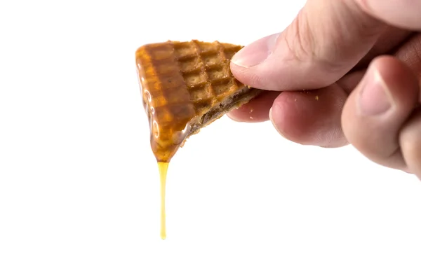 Sweet waffle with honey — Stock Photo, Image