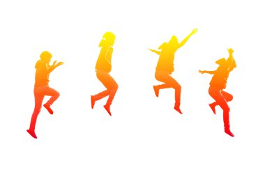 Steps of girl jumping clipart