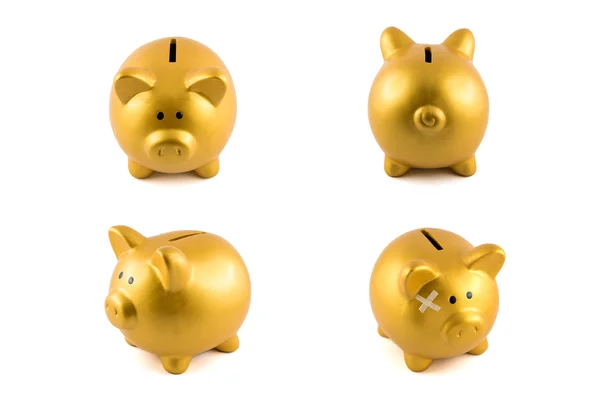 Gold piggy bank set — Stock Photo, Image