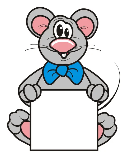 Boş bir işareti ile gri fare — Stok fotoğraf