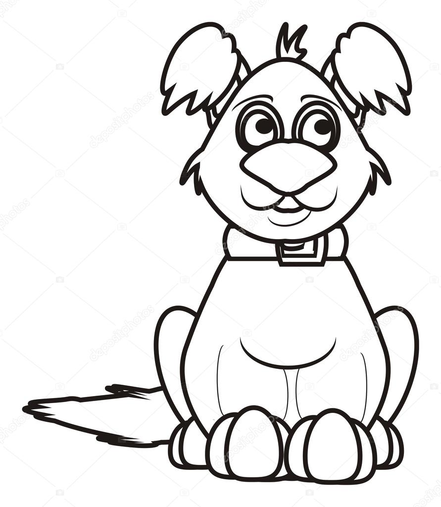 Colorare un cane seduto — Foto Stock © tatty77tatty Cane da colorare seduta isolato su sfondo bianco — Foto di tatty77tatty