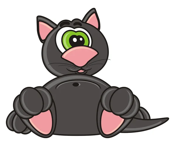 Черная кошка сидит — стоковое фото