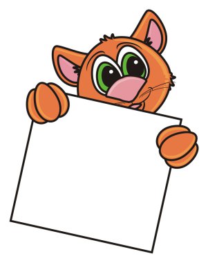 boş bir işareti ile kahverengi kedi