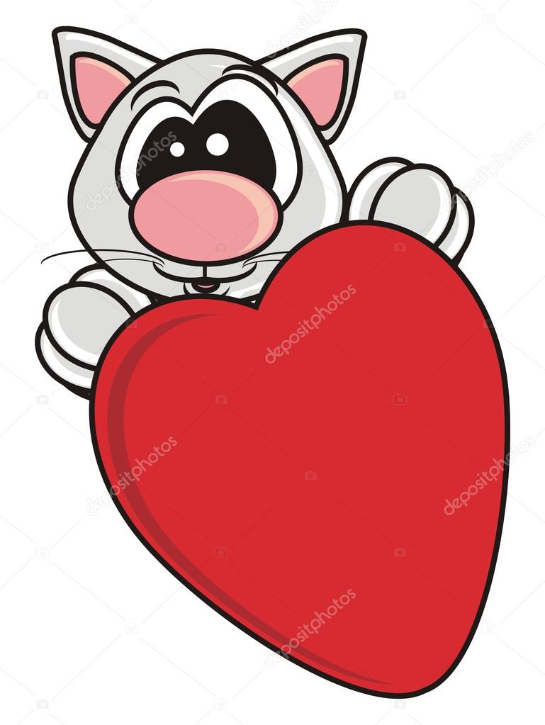 Museau Dun Chat Gris Avec Un Coeur Photographie