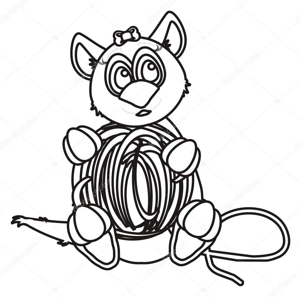 Gatto da colorare con una sfera del filetto — Foto Stock