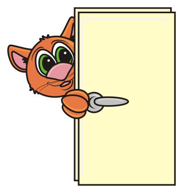 kahverengi kedi bir kapı arkasından bakıyor