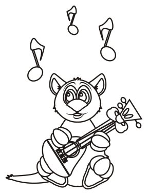 Bir gitar ile boyama kedi