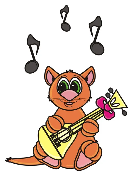 Bir gitar ile kahverengi kedi — Stok fotoğraf