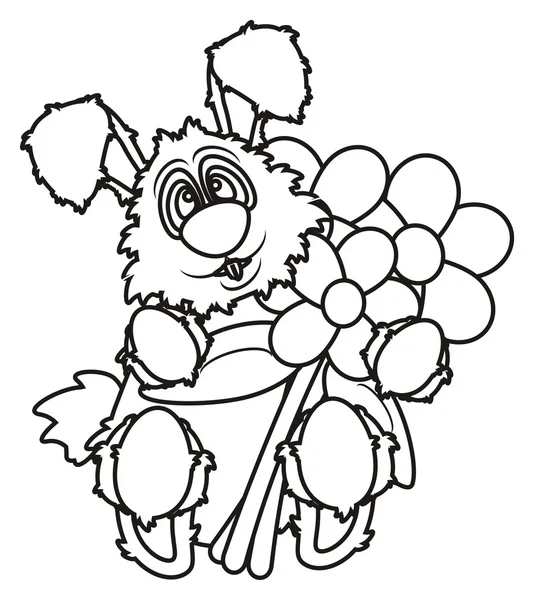 Coloring face white bunny with flowers