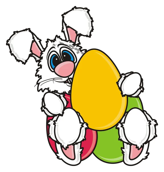 Velikonoční zajíc drží vejce — Stock fotografie