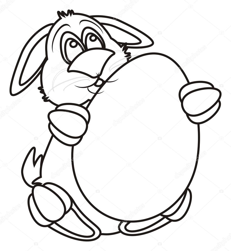 Disegni da colorare isolato coniglietto di Pasqua con l uovo su una priorit  bassa bianca — Foto di tatty77tatty