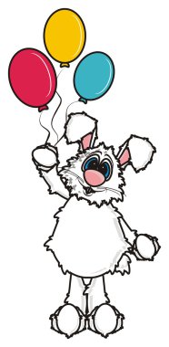 renkli airballons ile beyaz tavşan