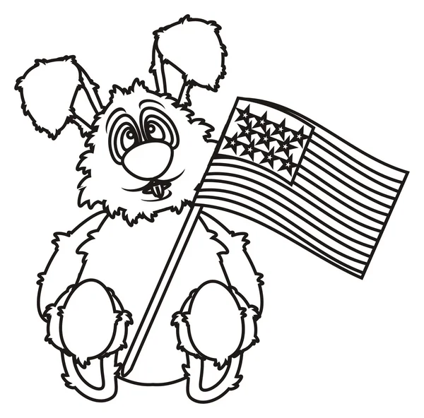 Conejo para colorear con bandera americana — Foto de Stock