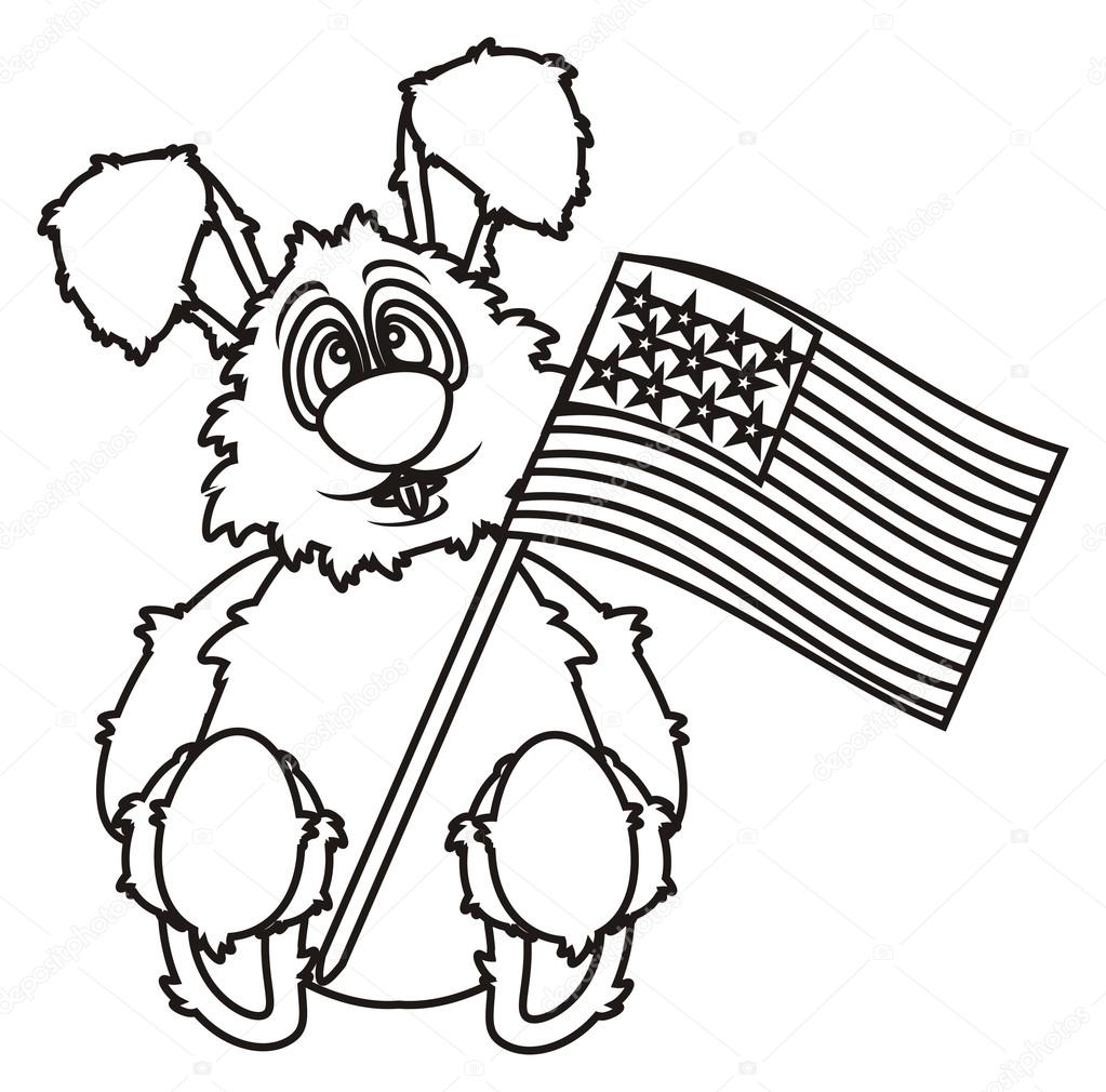 Kleuren Konijn Met Amerikaanse Vlag Stockfoto Tatty77tatty