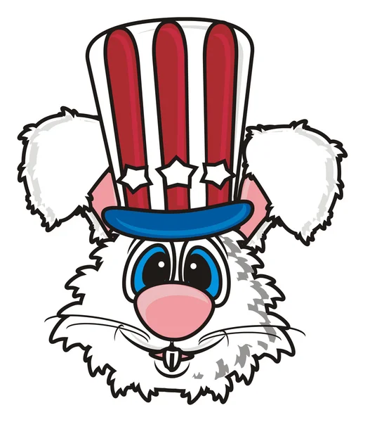 white bunny in a patriotic hat