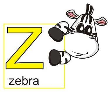 Zebra holding lette Z