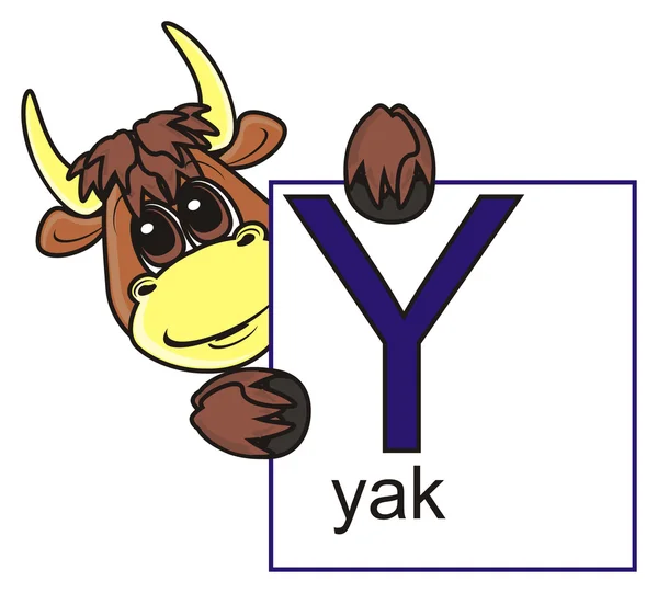 Yak holding letter Y — Stok fotoğraf