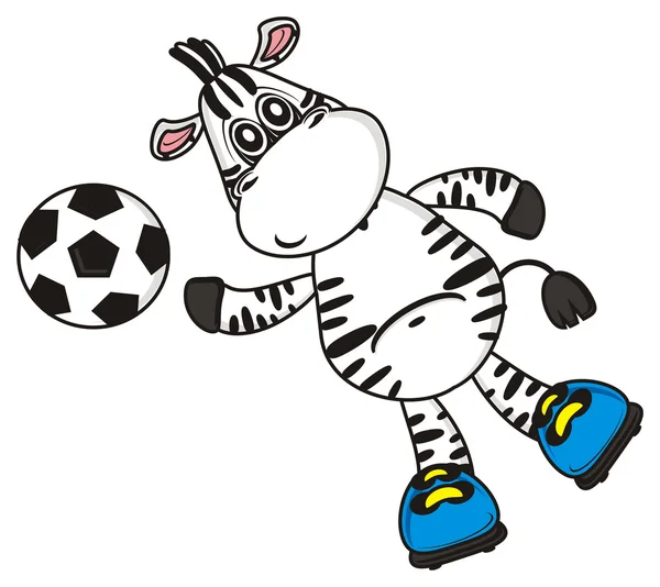 Zebra játszik a futball-labda — Stock Fotó