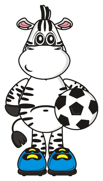 Zebra holding a soccer ball — 图库照片