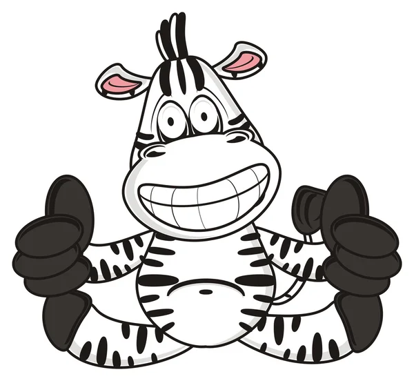 Zebra sits and showing gesture cool — Stockfoto